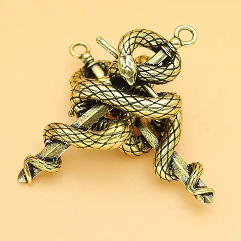 Snake Pendant Charm Snake Year Pendant Brass Snake Car Keychain Unique Snake Pendant Trinket Beautiful For Keychains Making