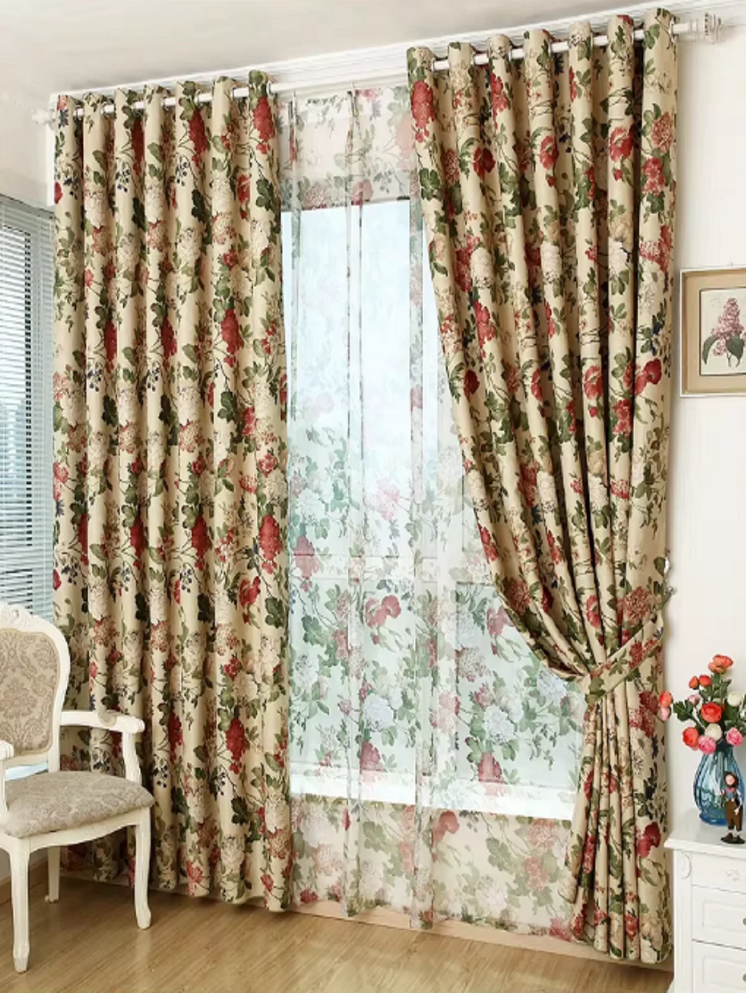 Nordic Retro Style Light Luxury Single-sided Green Mange Jacquard Curtains Living Room Bedroom Balcony Blackout Curtains