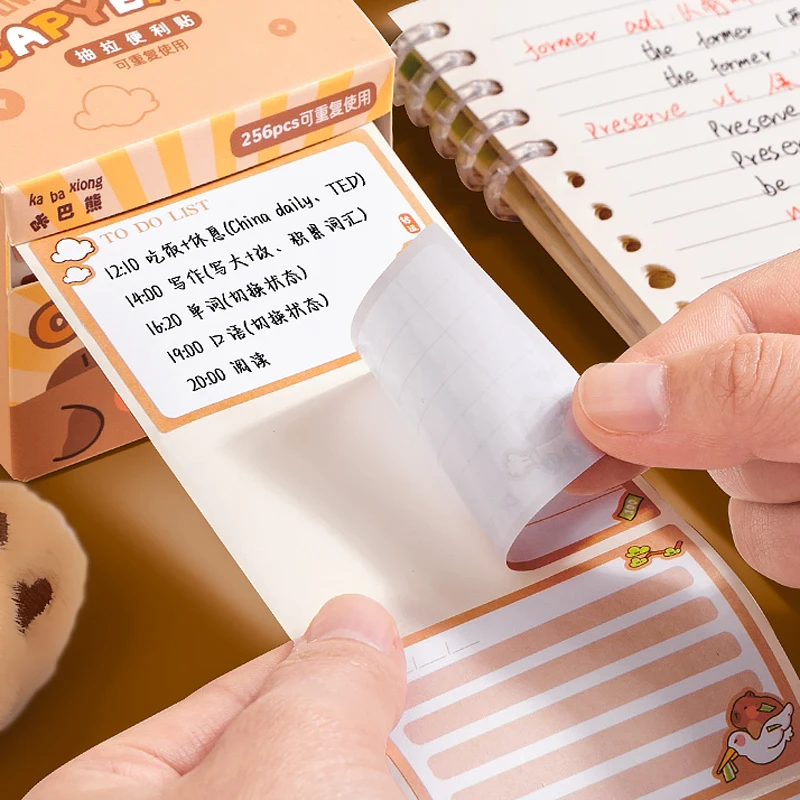 256 Sheets Capybara Self Adhesive Memo Pad Sticky Notes Bookmark Point It Marker Memo Sticker Paper Office School Supplies