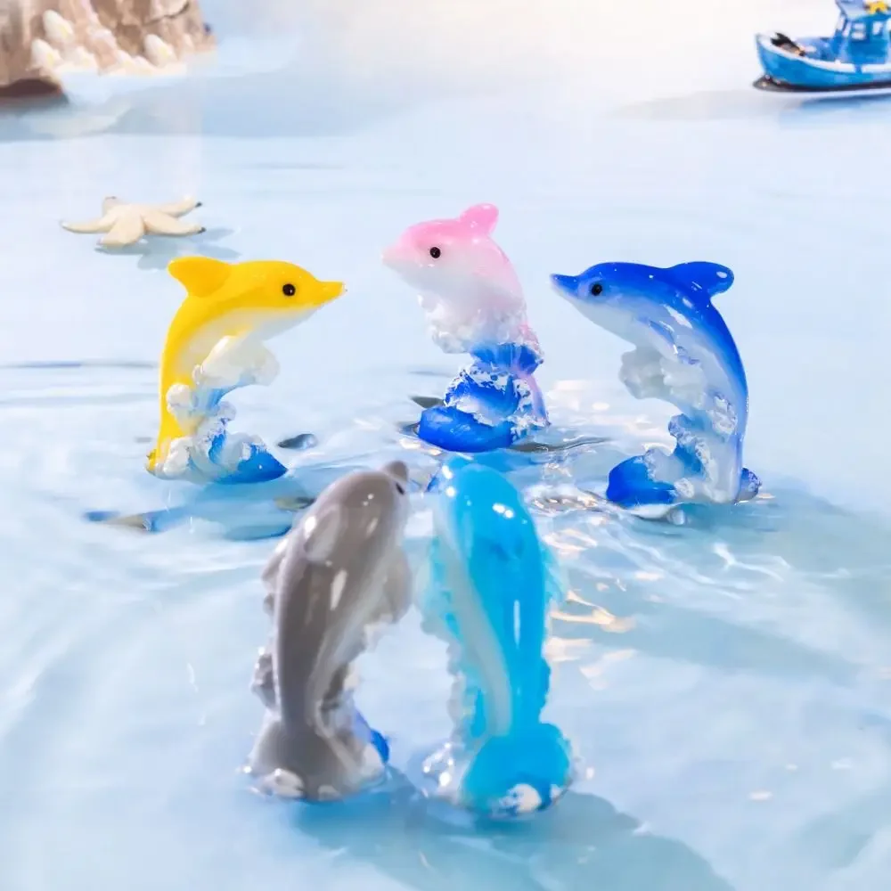 

Colorful Simulation Dolphin Resin Mini Dolphins Ornaments Cartoon Dolphins Micro Landscape Car