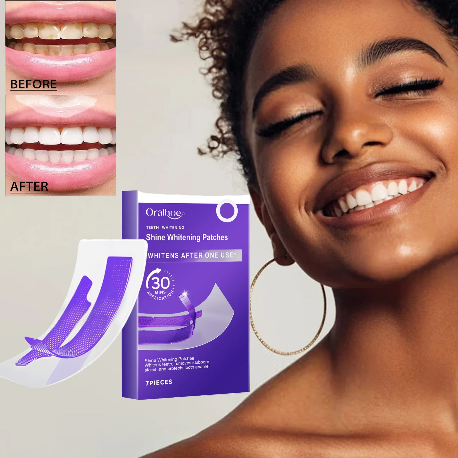 

7PCS Fast Acting Whitening cleaning Teeth Stickers 30 Mins Quickly Turn White Gel Strip Improving Dental Yellowing Oral Strips