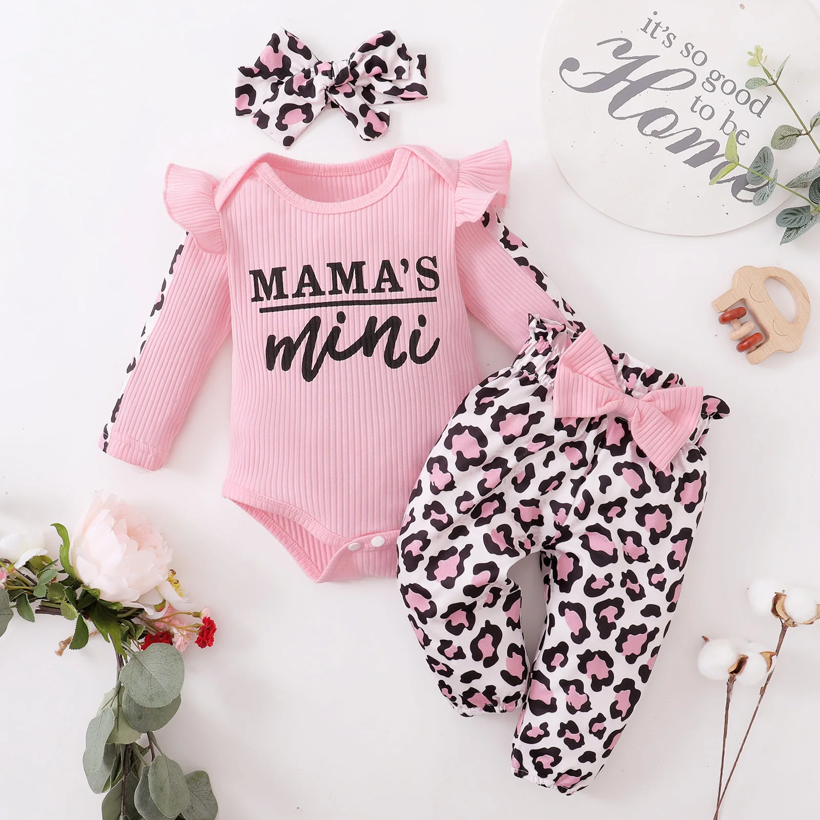 0-24M Newborn Infant Baby Girls Ruffle T-Shirt Romper Tops Leggings Pant Outfits Clothes Set Long Sleeve Spring Baby Clothing