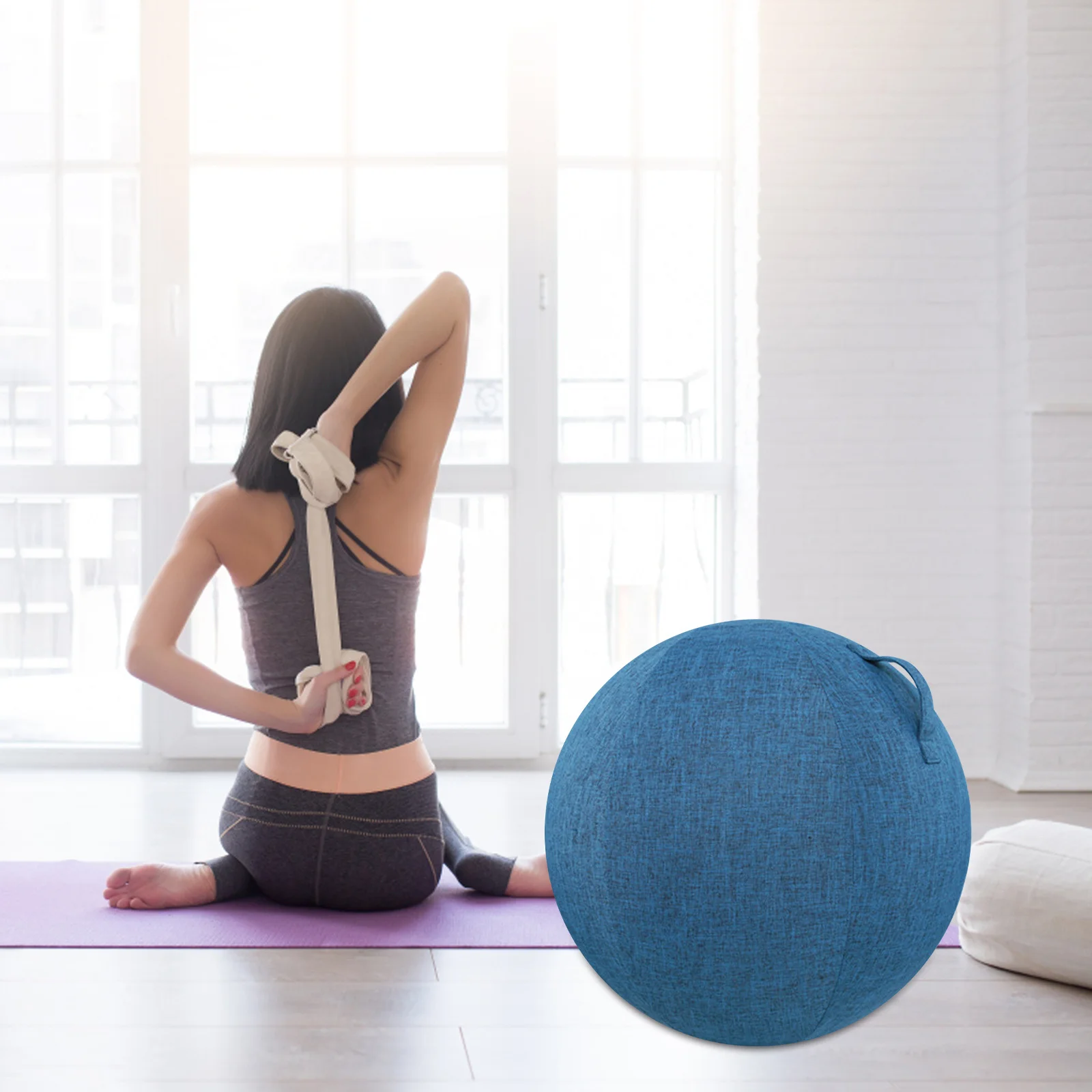 

Yoga Ball Cover Cotton Breathable Anti-Slip Protector For Exercise Ball Durable Washable Fitness Accessory Home Gym Decor