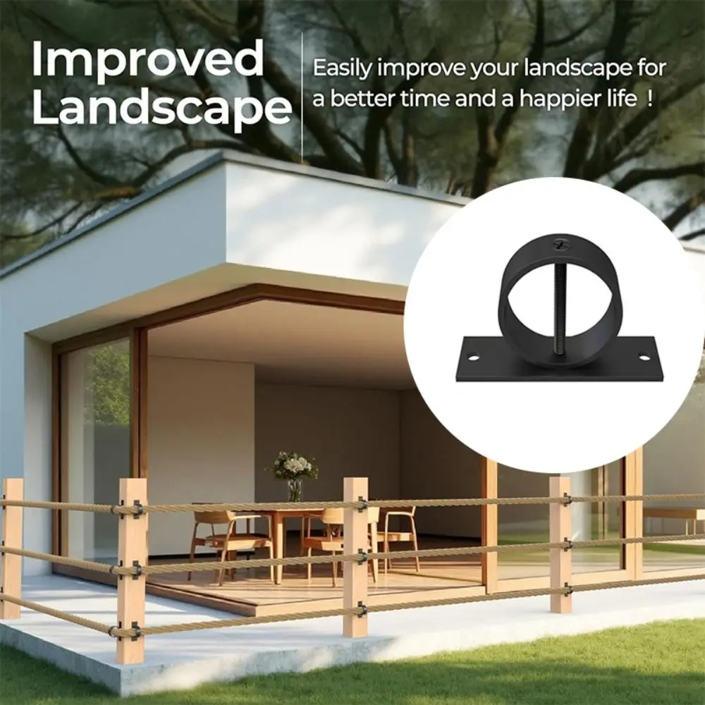 

Black Finish Stainless Steel Rope Holder Rust-Proof Coating Complete Installation Package Decorative Rope Railing