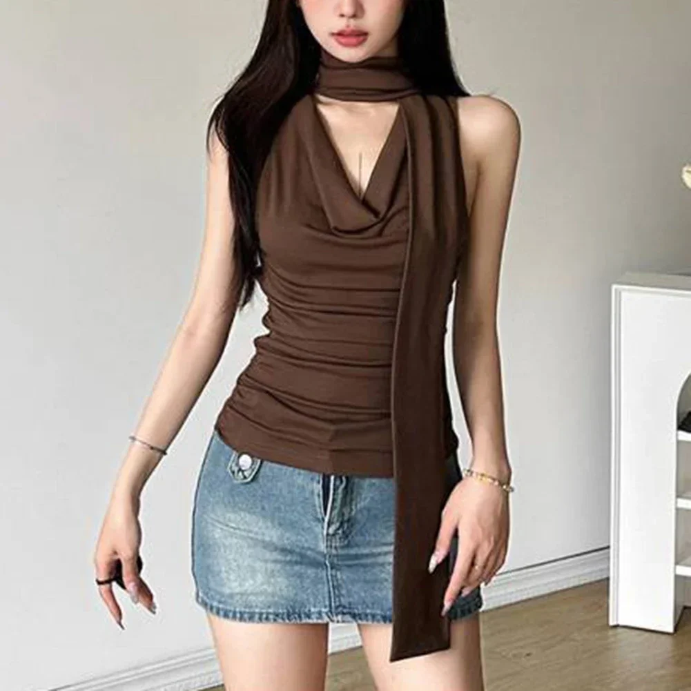 

2025 Fashion Top Slim Fit Top Festive Events Solid Pattern V-neck Design Versatile Style Lightweight Material For Holiday