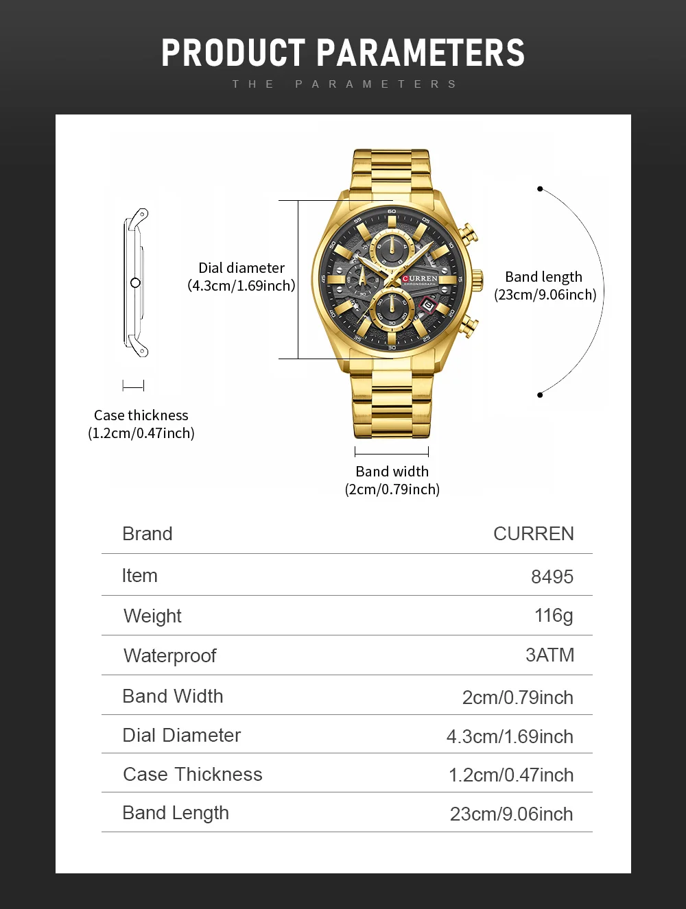 CURREN Top-Luxus-Business-Kalender, multifunktionale, wasserdichte Sport-Herren-Quarzuhr, Bau-Armbanduhr für Herren – Detail 8