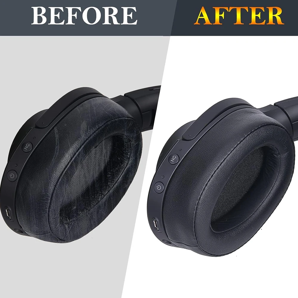 Nauszniki kompatybilne z SONY WH-H900N MDR-100ABN, wykonane z proteinowej skóry i pianki memory, poduszki nauszne, zamienniki do słuchawek nausznych. — zdjęcie produktu 6