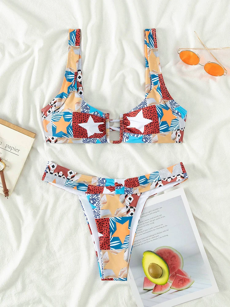 Rinabe bandaż Bikini stroje kąpielowe z nadrukiem szyi Bikini seksowny strój kąpielowy kobiety bandaż kostium kąpielowy damski Biquini mikro stringi