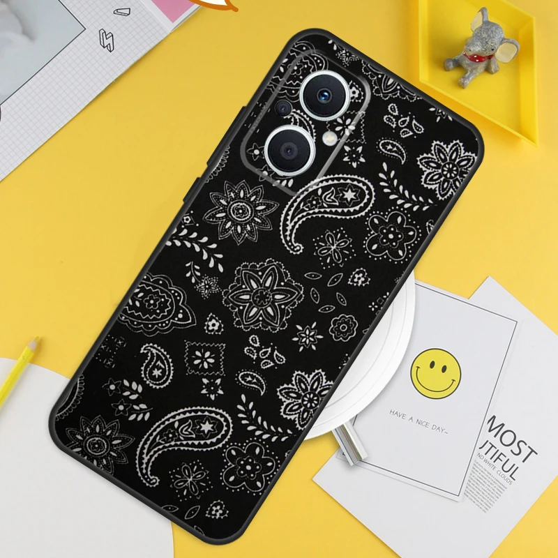 Black Bandana Paisley Cover For OPPO Reno 8 Lite 10 7 6 5 4 3 2Z 4Z 5Z 8T OPPO Find X3 Neo X5 X6 Pro X2 Lite Case