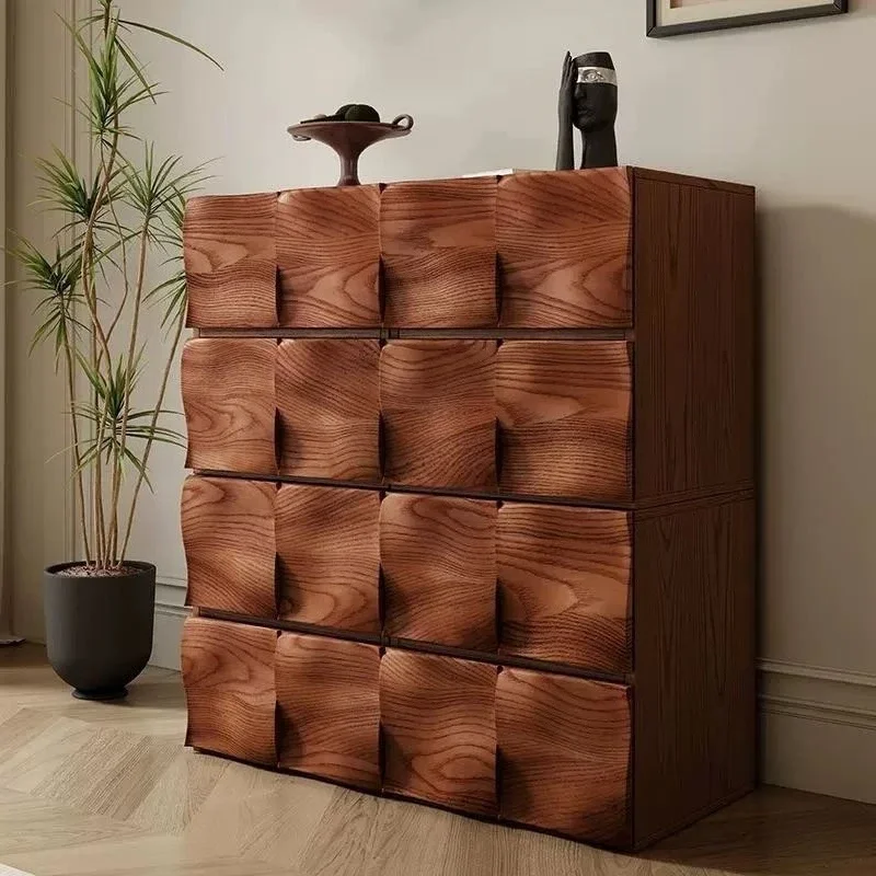 medieval solid wood chest, retro living room combination TV cabinet, room bedside locker