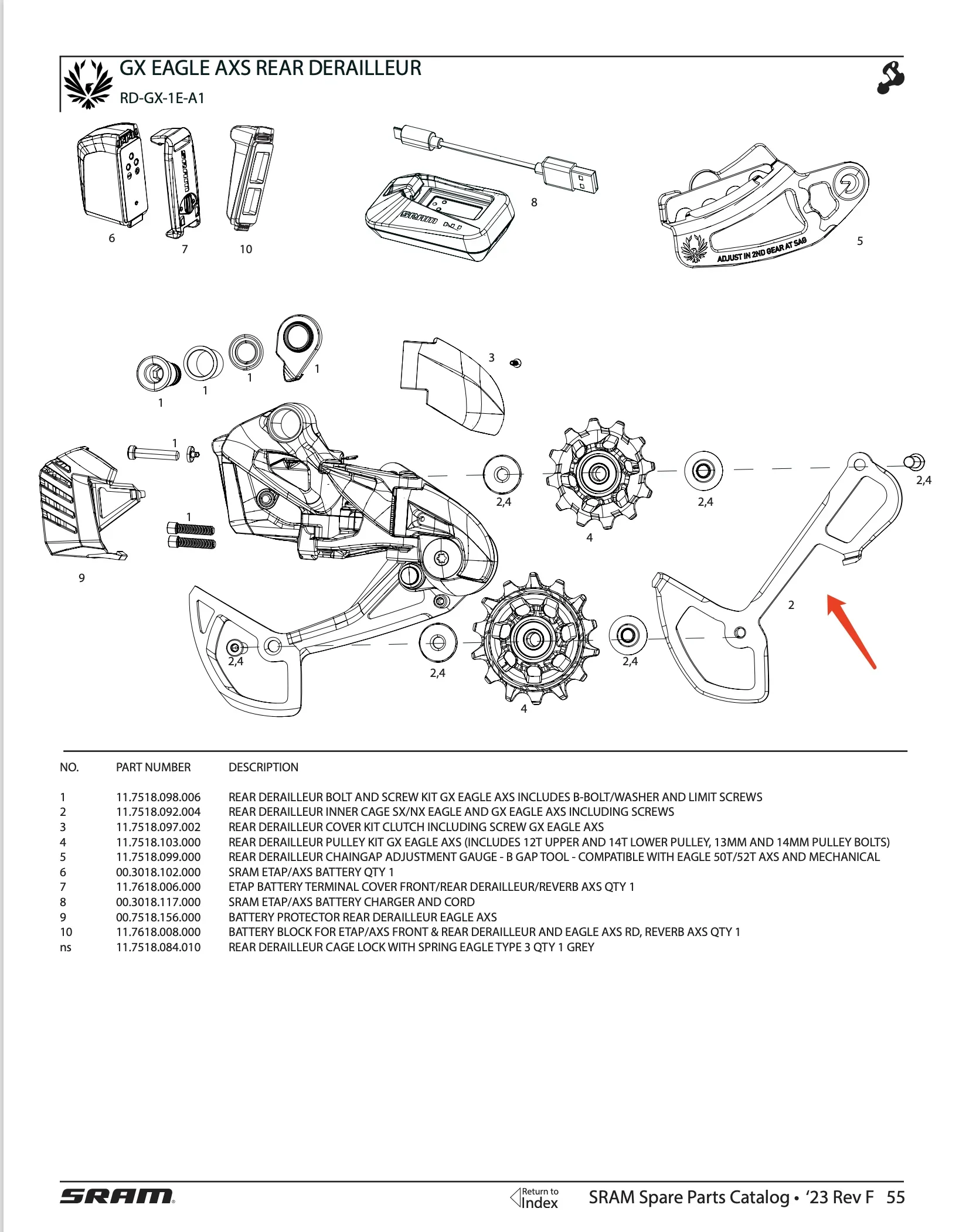 SRAM 11.7518.092.004 RD INNER CAGE SX/NX EAGLE GX EAGLE AXS