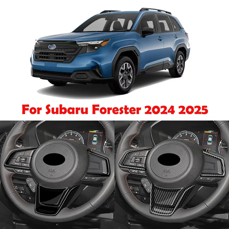 For Subaru Forester 2024 2025 ABS Carbonfiber black Steering Wheel Decorative cover Direction Button Protective Accessories