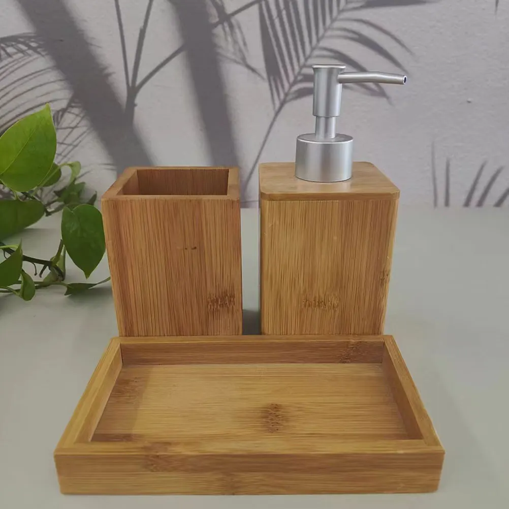 Bathroom Accessories Set Soap Dispenser Toothbrush Holder Pump Bottle Refill Lotion Container Shampoo Dispenser Home Use Storage