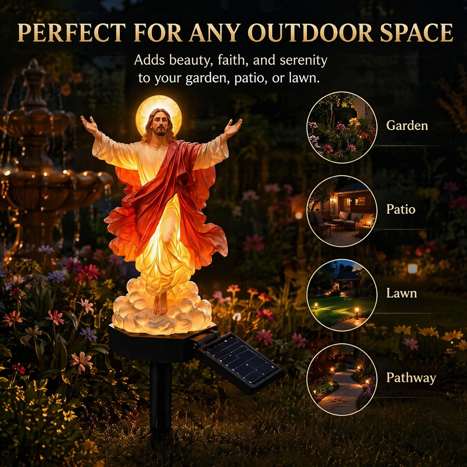 Estátua de Jesus para Jardim c - Solar Security Light avaliação e preço