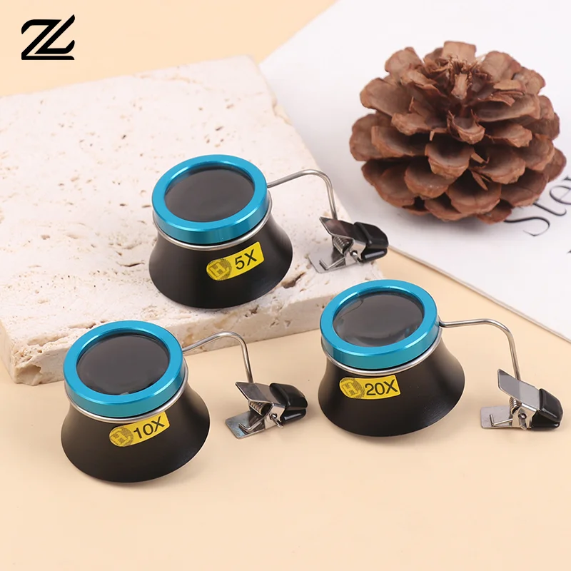 5X 10X 20X Eyeglass Magnifier Tool Clip-On Eye Loupe Loop Magnifying Lens Eyepiece Process Operation Watchmakers Repair Tool