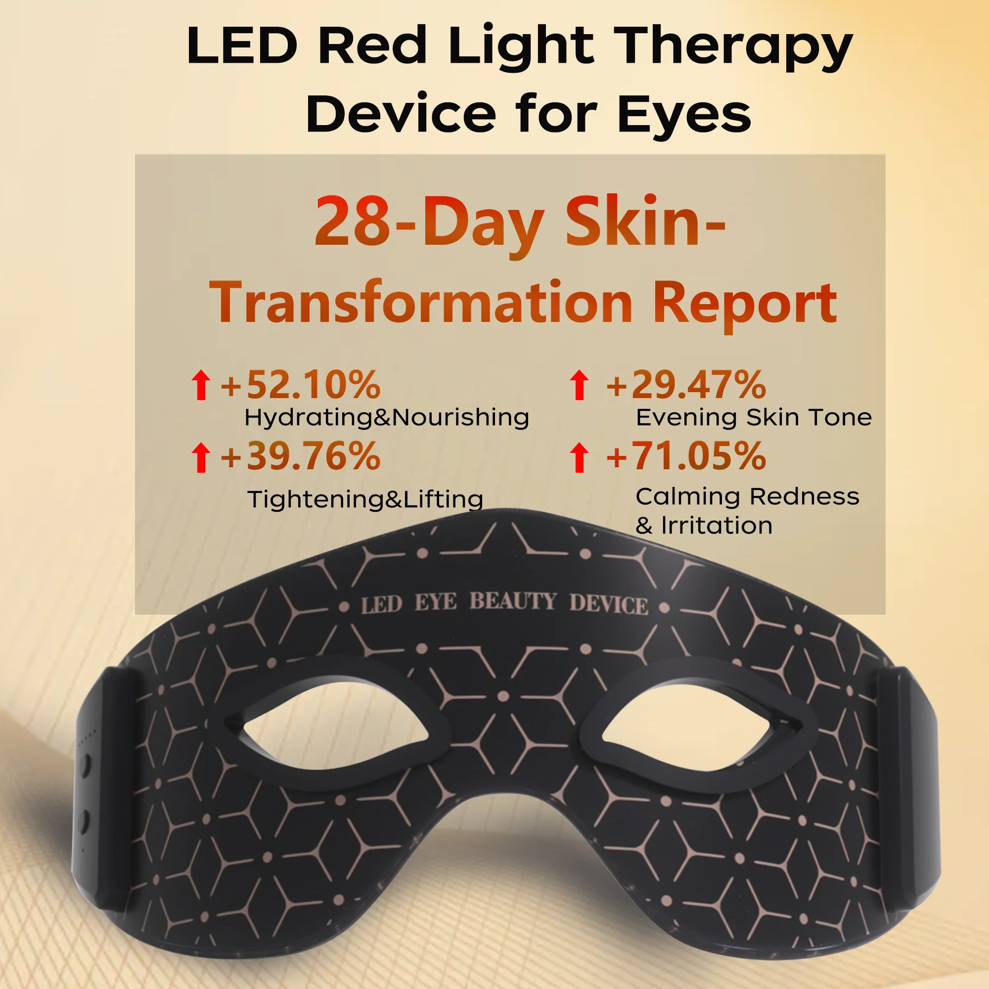 JVV 赤色光療法アイマスク、美容用LED赤外線、5つのモード、ワイヤレス＆充電式 - クリスマスギフトに最適