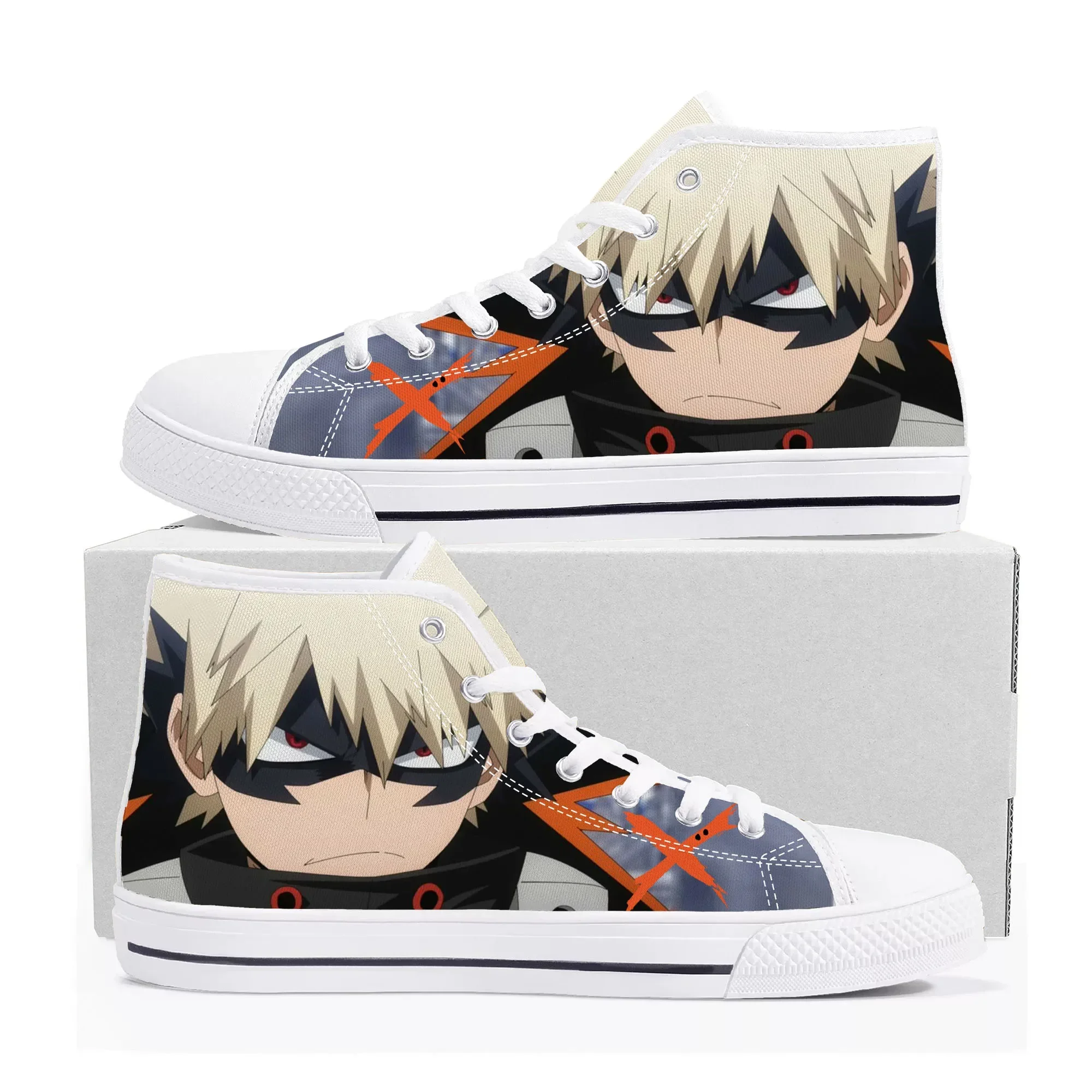 

Кроссовки на высокой подошве в стиле манга с изображением Кацуки Бакуго из «Моя геройская академия», мужские, женские, подростковые, повседневные, парные, из канваса, с возможностью индивидуального дизайна