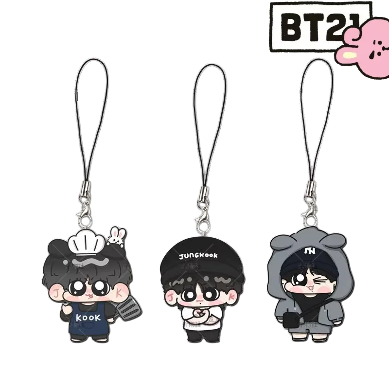 

Милые аксессуары серии BTS с креативным мультяшным рисунком, новая простая модная универсальная портативная подвеска-цепочка для телефона
