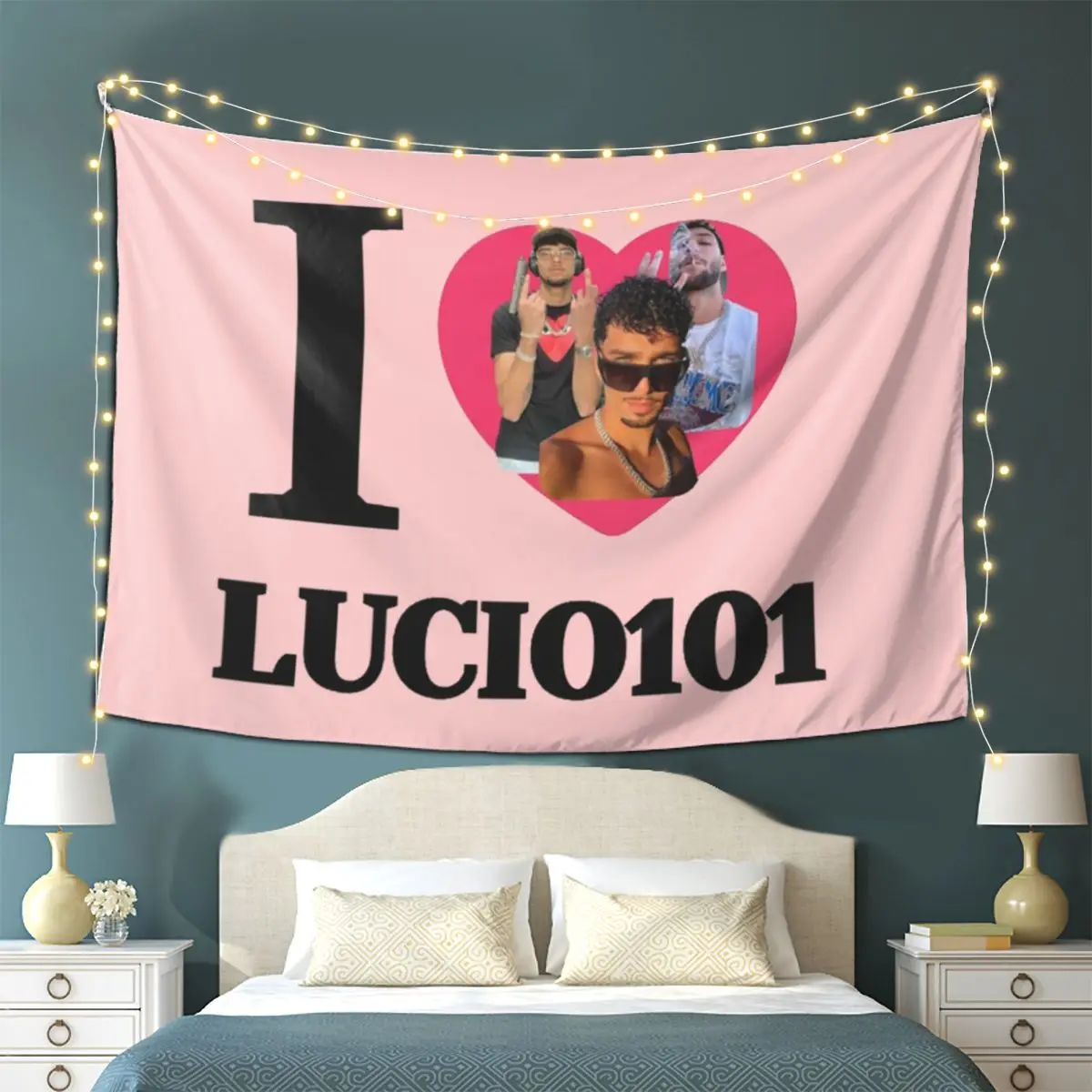 

I Love Lucio101 Tapestry Wall Hanging Aesthetic Home Decor Tapestries for Living Room Bedroom