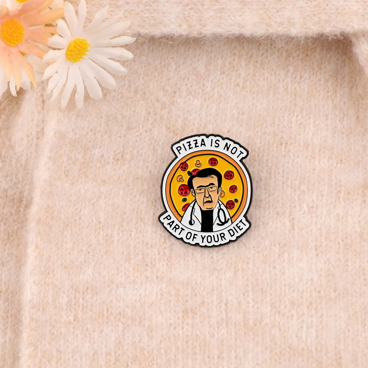 مضحك الطبيب يقتبس المينا دبوس البيتزا بروش الصنوبر التلبيب شارة بدبابيس على ظهره الملابس والاكسسوارات الأزياء والمجوهرات هدية عيد ميلاد #5