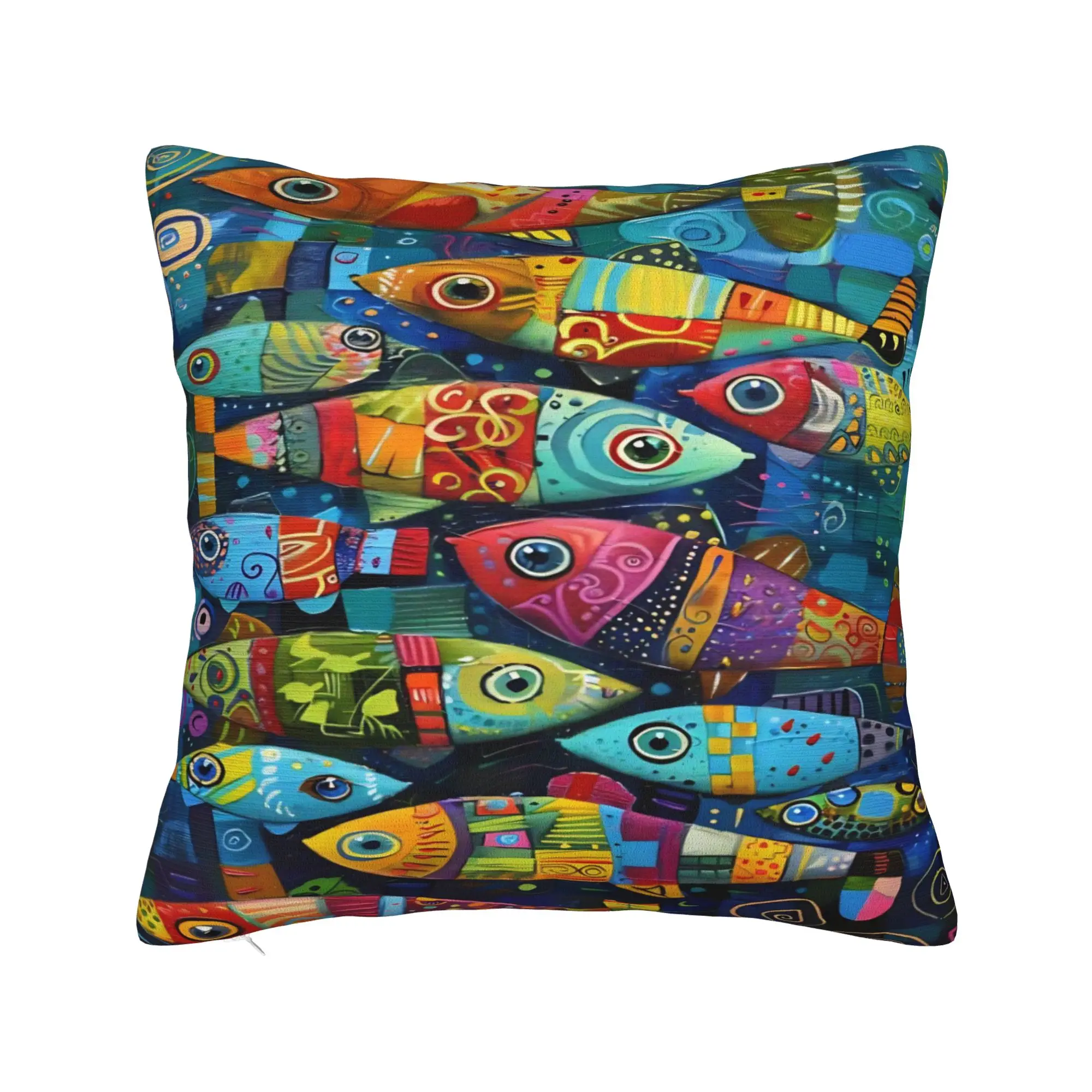 Fish Bait Pillow Case Colorful Printed Fish Fishing Pattern   Kawaii Pillow Cover Graphic Pillowcases For Living Room Sofa