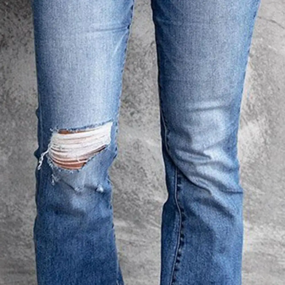 American Retro Hole-punched Jeans Women High Waist Straight-crotch Loose Slim Design High-street Vibe Wide-legged Dragging Pants