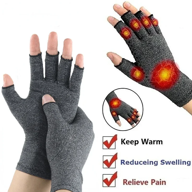 1Pair Winter Compression Arthritis Gloves Rehabilitation Fingerless Gloves Anti Arthritis Therapy Gloves Wrist Support Wristband