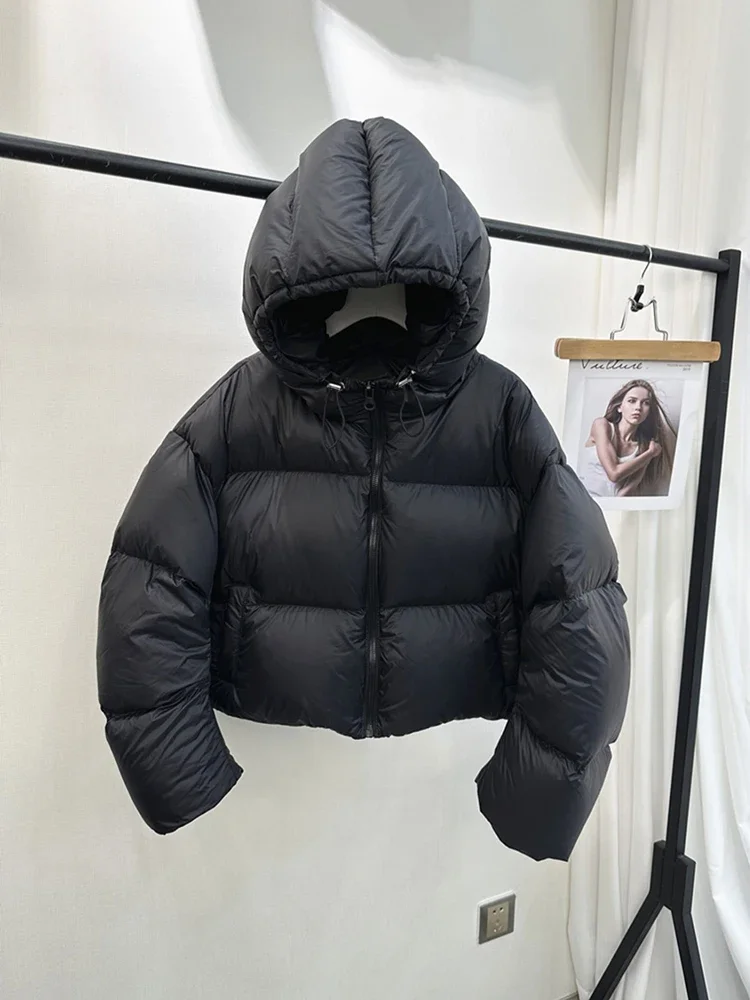 Women Puffy Coat Vintage Long Sleeve Casual Parkas Korean Winter Warm Thick All Match Solid Cotton Down Jackets Streetwear