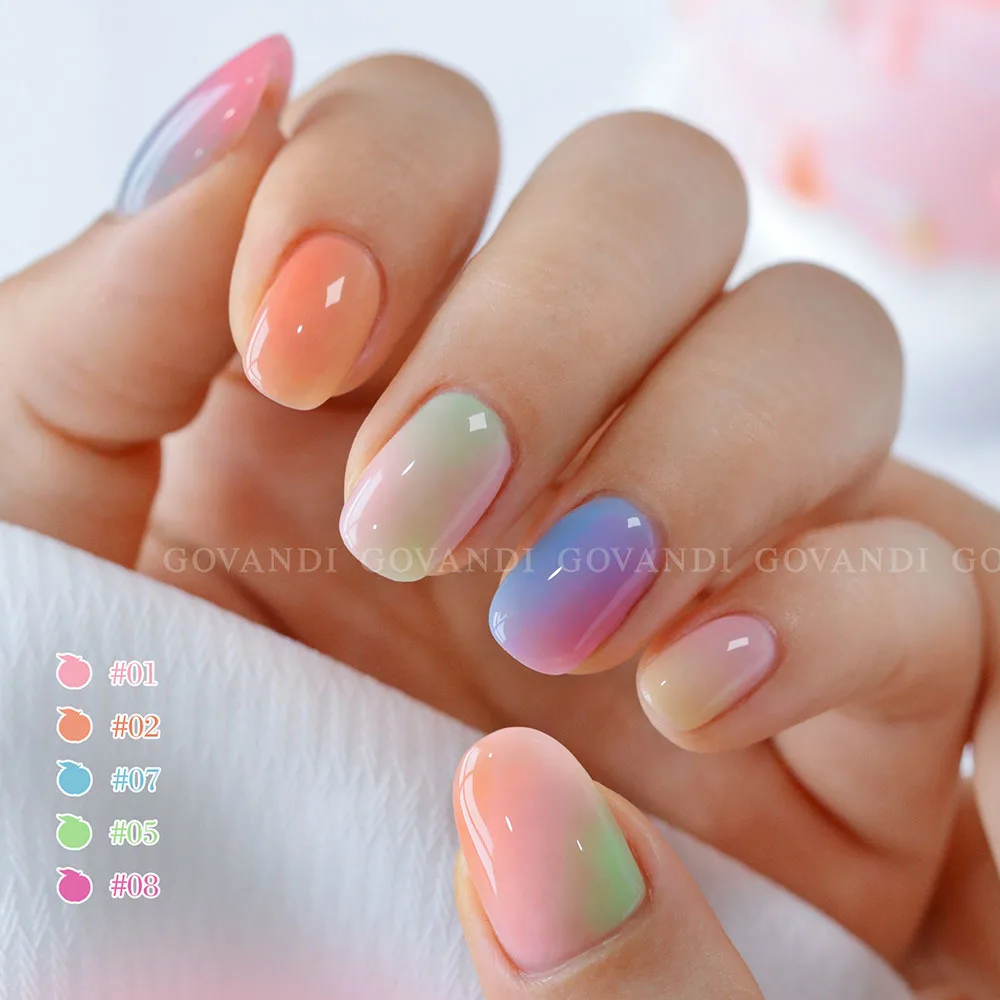 Spring Summer 10pcs Ice Cream Gel Nail Polish Set Soak Off Transparent Glitter Color UV LED Varnishes Nail Art Candy Gel Polish