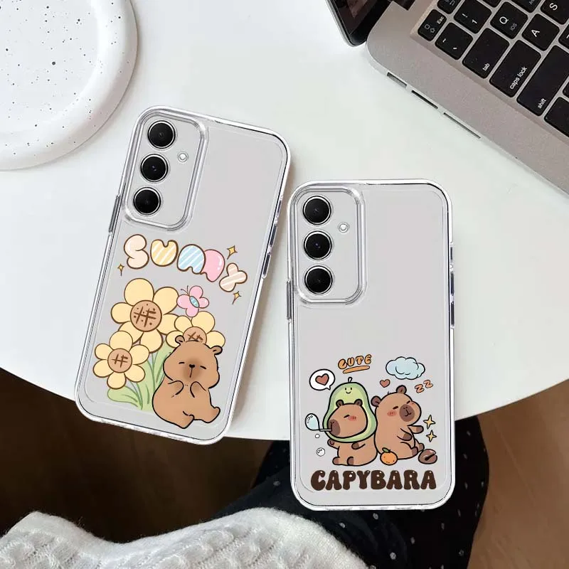 Cute And  Fashionable Capybara For Samsung Galaxy A57 A37 A56 A05 A55 A14 5G 4G Protective Transparent Phone Case Cover
