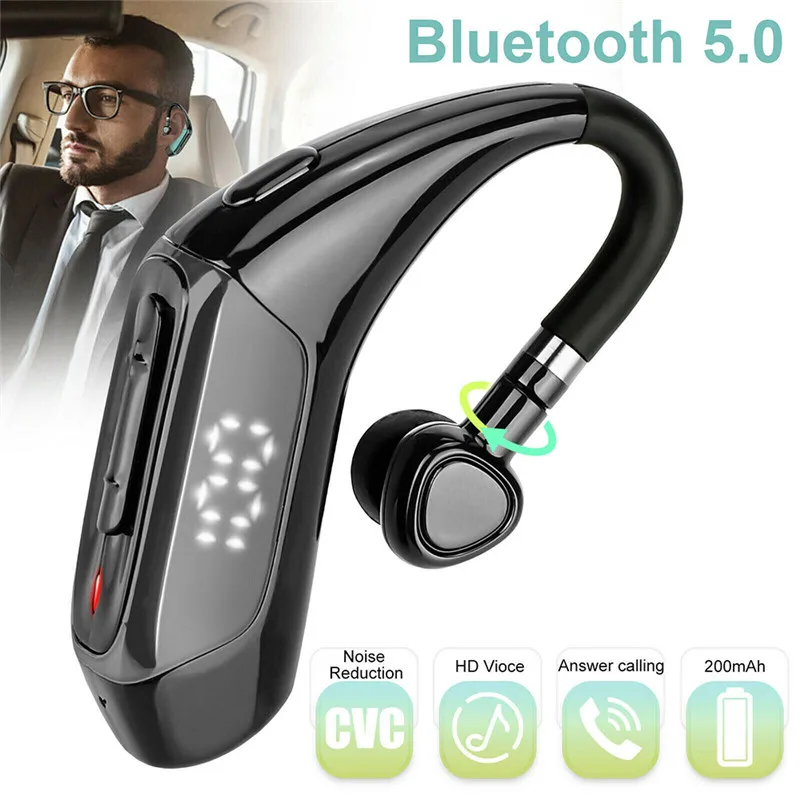 

Wireless Bluetooth 5.0 Universal Hook Earphones Sports Business Single Ear Headset Handsfree headphones With Mic Smartphone