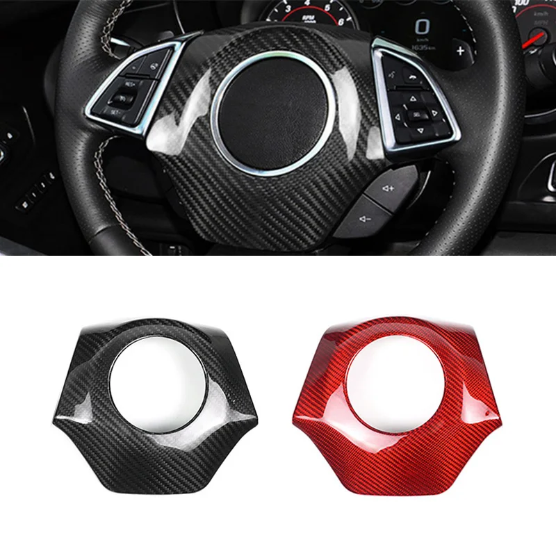 

For Chevrolet Camaro 2016 2017 2018 2019 2020 2021 2022 2023 Real Hard Carbon Fiber Cover Car Steering Wheel Center Sticker