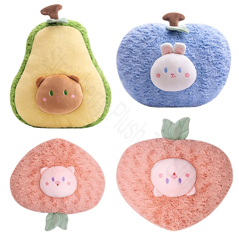 

45cm Cute Cartoon Fruit Plush Pillow Toy Kawaii Stuffed Animals Plants Avocado Bear Bunny Plushies Cushion Anime Soft HomeDecor