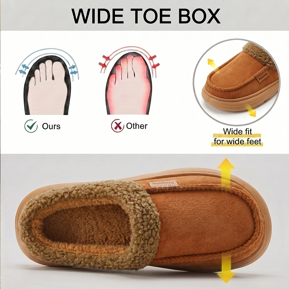 Wide Last Men's Arch Support Slippers EVA anti Slip Thick Sole Comfortable Memory Cotton Cushioning Warm Winter Indoor Shoes
