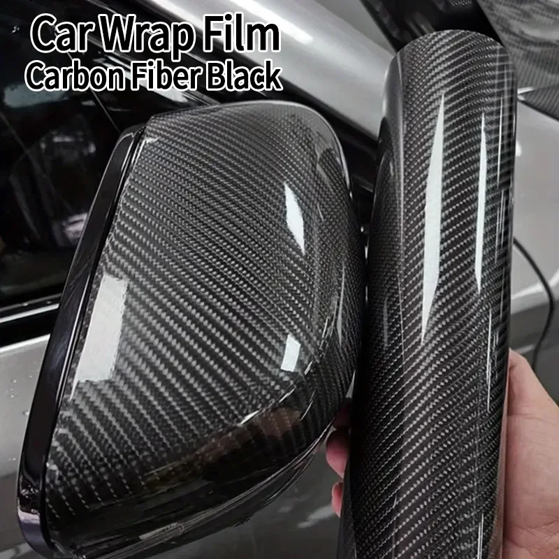 Glossy Carbon Fiber Vinyl Film Wrapping Vinyl Sticker Car Wrap Sheet Roll Decals Car Styling Auto Accessories