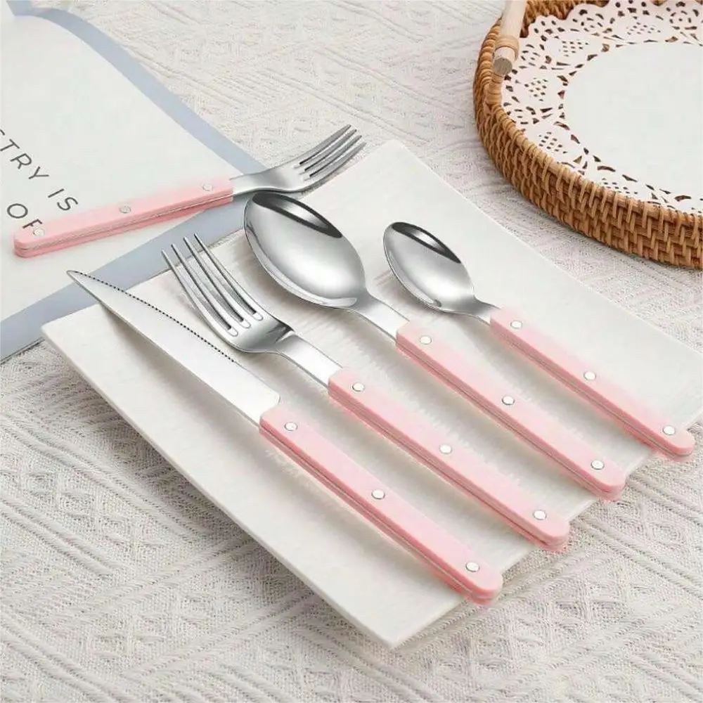 1 piece pink nail Western tableware stainless steel Nordic style spoon high appearance level Western knife, fork and spoon