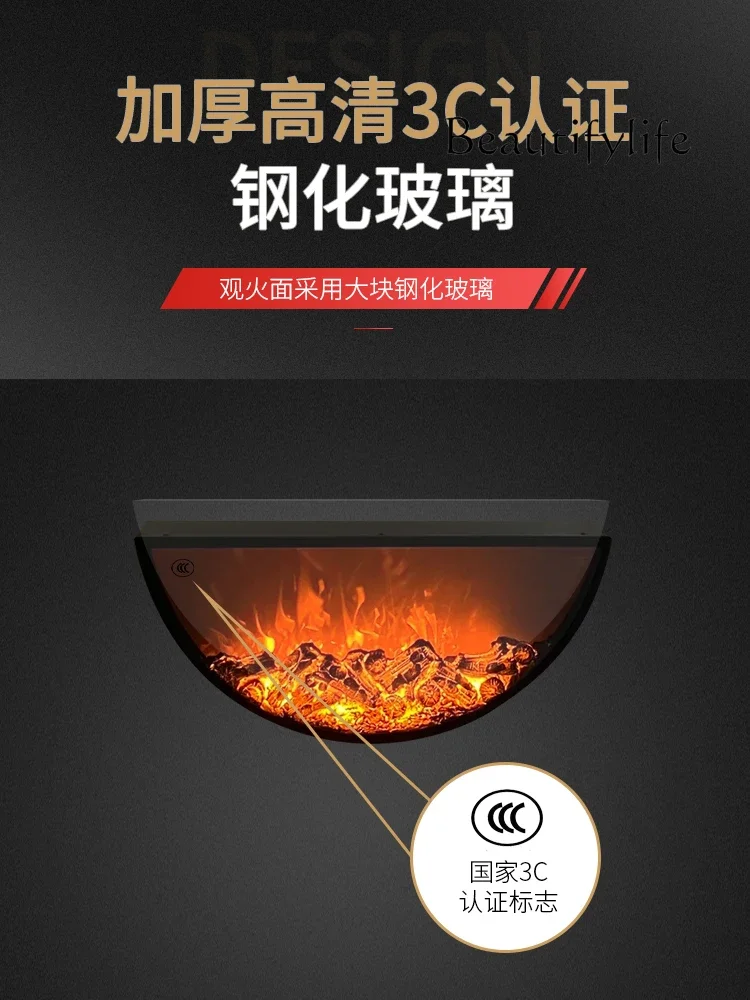 X36 Customized Round Electronic Fireplace Embedded Simulation Flame Decoration Living Room Hanging Wall-hung Furnace