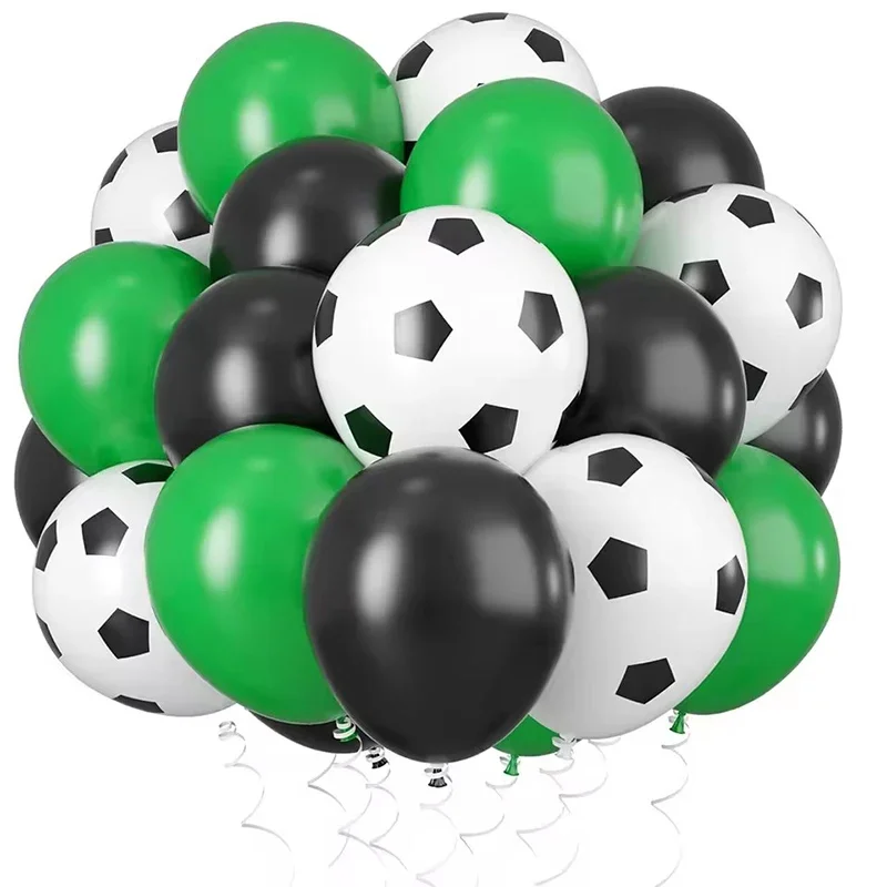 30 Stück 12 Zoll Fußball-Latexballons Fußballplatz-Dekoration Schwarz Grün Fußball-Thema Geburtstagsparty-Dekoration für Kinder – Detail 1