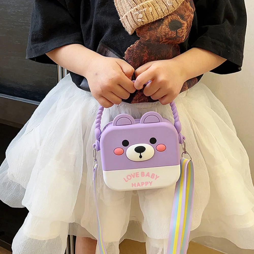 New Silicone Messenger Bag Rabbit Bear Adjustable Strap Shoulder Bag Cartoon Waterproof Handbag Kids