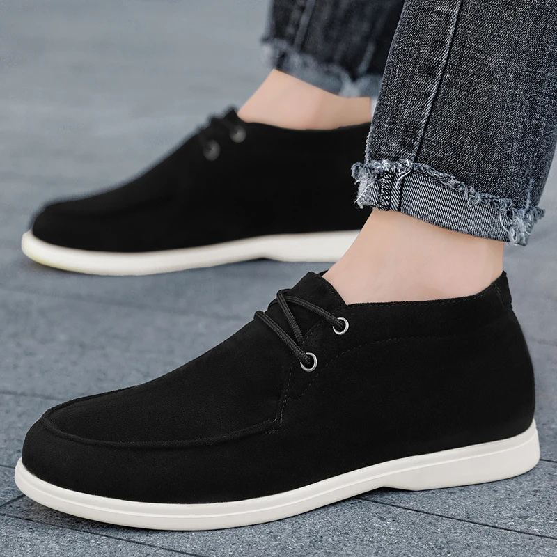 

Men Suede Leather Loafers Slip-on Platform Driving Shoes Lightweight Casual Khaki Breathable Leisure Footwear Comfort Flexible