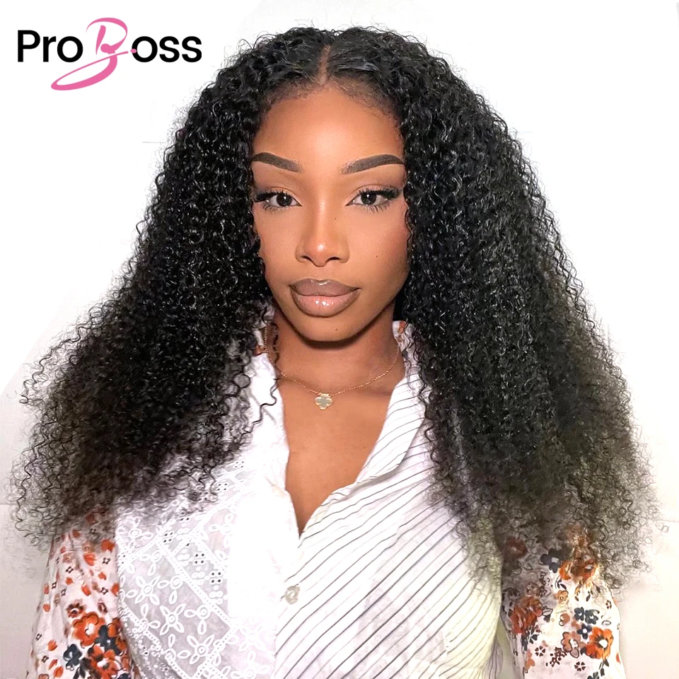 Proboss Hair Mongolian Kinky Curly Wigs Human Hair Deep Curly Lace Front Wig HD Lace Frontal Wigs Water Wave 13x4 Lace Front Wig