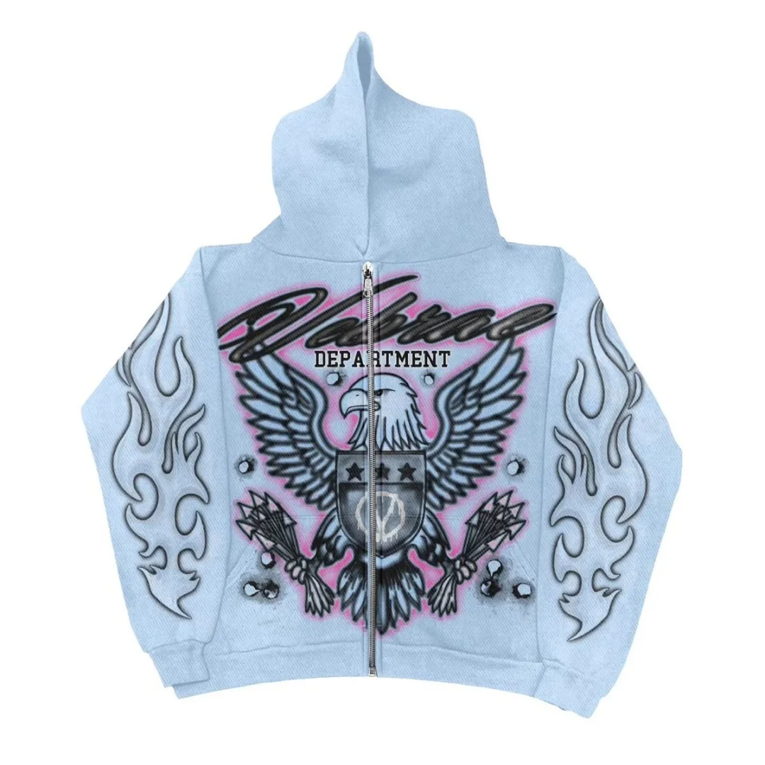 Bluza z kapturem w stylu retro, luźna, niebieska, unisex, wygodna, dla kobiet i mężczyzn.