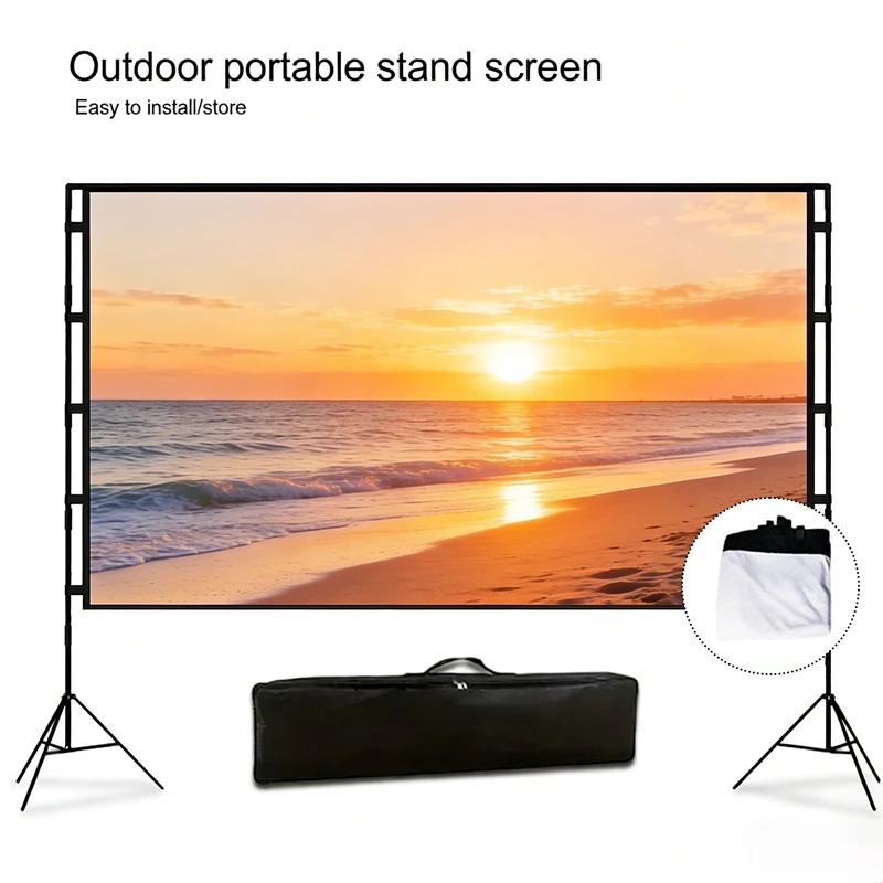 84/100/120-inch portable projection screen with stand - suitable for home theater and outdoor camping