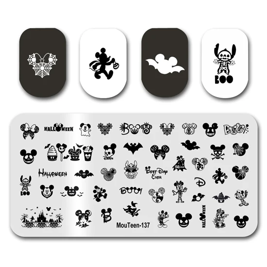 Stamp Plate MouTeen-178 Big Christmas Disney Nail Stamping Plates Set Manicure per Nail Art Stamper