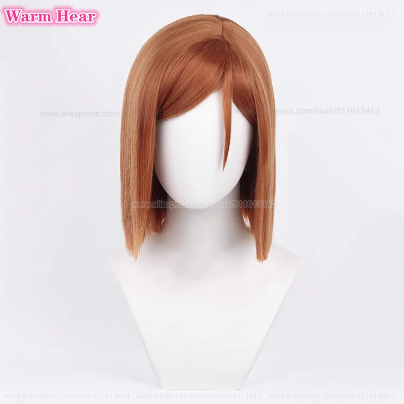 In magazzino parrucca sintetica Kugisaki Nobara Cosplay Anime 35cm capelli lisci marroni parrucche resistenti al calore Nobara Kugisaki 2024 Halloween