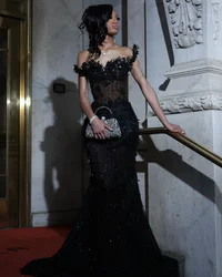 Bespoke Black Prom Dresses 2026 Luxury South African Matric Dance Crystal Party Dress Long Mermaid Evening Gowns Customized