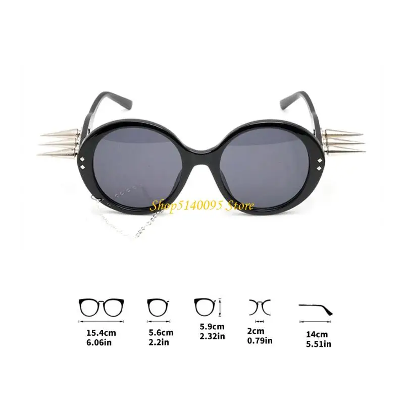 DXAE Oversized Ronde Frame Zonnebril Donker Spiky Design Frame UV400 Bescherming Brillen voor Dames Heren Hiphop Dans Street