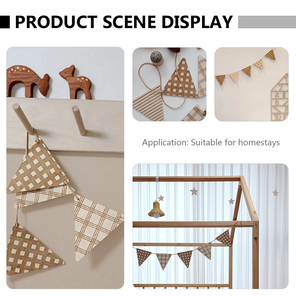 

Wooden Wall Decor Bunting Flags Latte Hanging naments Photo Props Kids Room Christmas Retro Home Banner Nordic Style