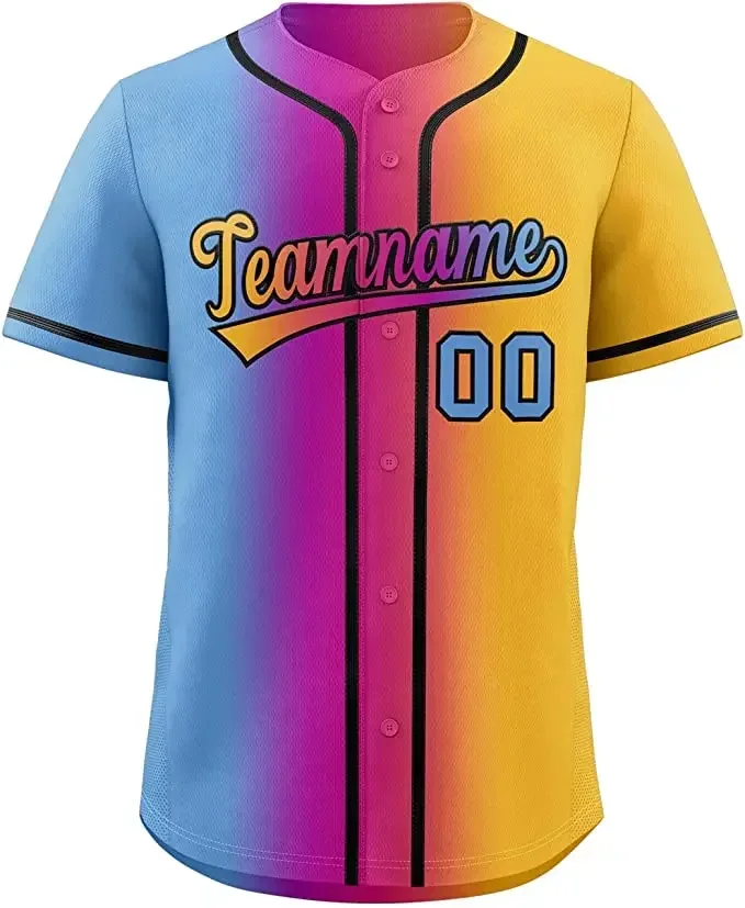 Maillot de Baseball Personnalisé à Manches Courtes pour Homme, Femme et Enfant Chemise Confortable à vaccage Rapide, Uniforme de Broderie Imprimé par Sublimation