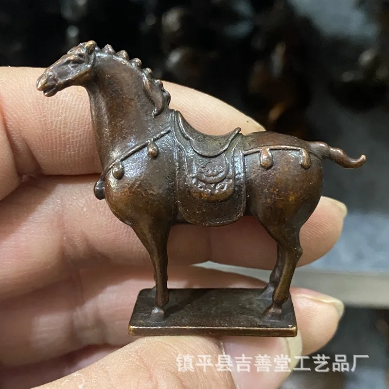 Ancient Style Chinese Metal Horse Tang Horse Zodiac Horse Home Living Room Desktop Craft Tea Table Tea Pet Ornament